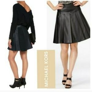 Micheal Michael Kors Pleated Faux Leather Skirt 2